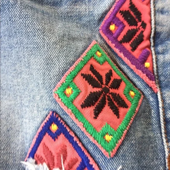 Free People patchwork denim shorts - Picture 3 of 6